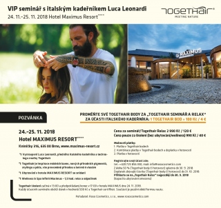 VIP semin Togethair s italskm kadenkem Luca Leonardi, 24.-25.11. Brno Hotel Maximus Resort